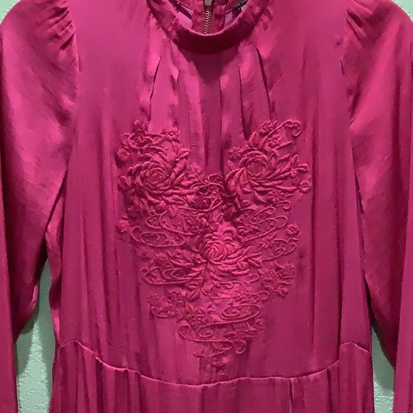 Free People Rose Mock Neck Embroidered Deep Slits Dress Lightweight S - Picture 5 of 8